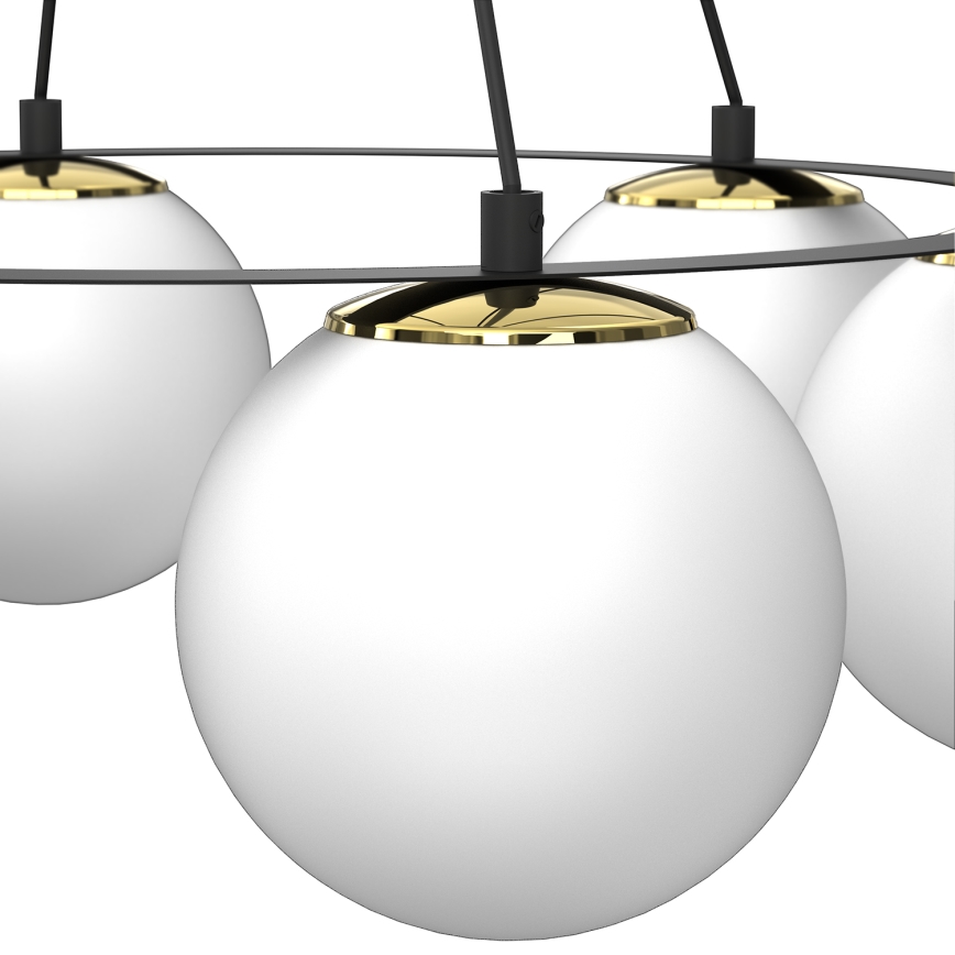 Lustra ar auklu BALLO 6xE27/15W/230V melna/balta