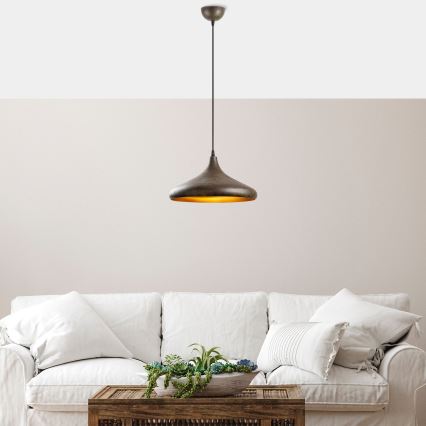 Lustra ar auklu BAREK 1xE27/40W/230V pelēka
