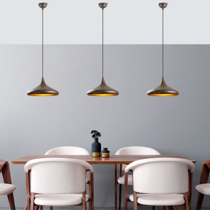 Lustra ar auklu BAREK 1xE27/40W/230V pelēka