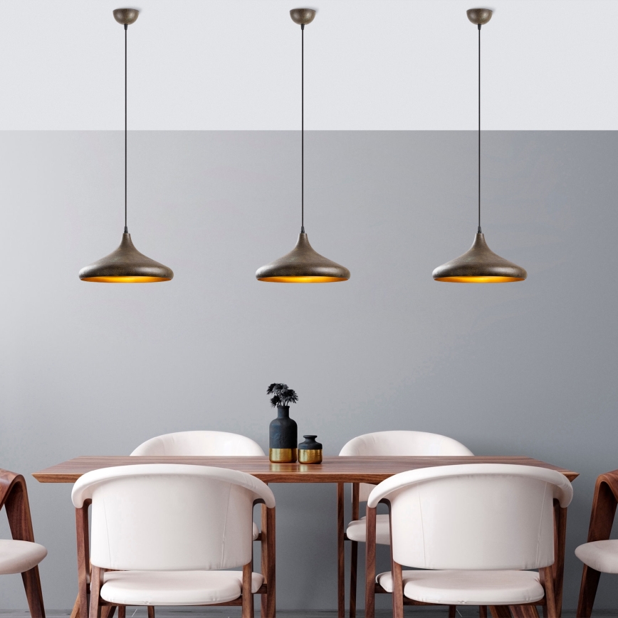 Lustra ar auklu BAREK 1xE27/40W/230V pelēka