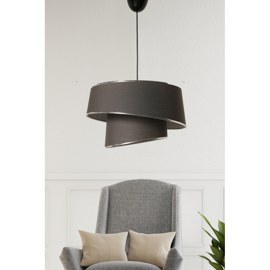 Lustra ar auklu BARETTE 1xE27/60W/230V antracīts/spīdīgs hroms