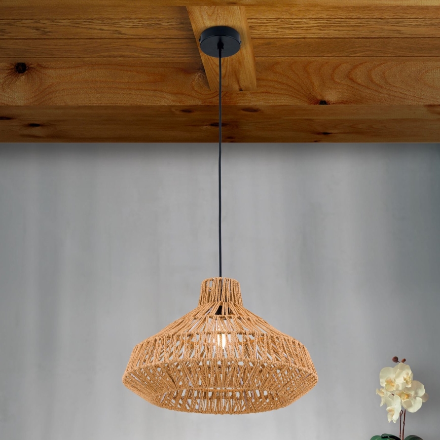 Lustra ar auklu BASKET 1xE27/40W/230V d. 40 cm kaņepes