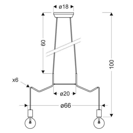 Lustra ar auklu BASSO 6xE27/40W/230V balta