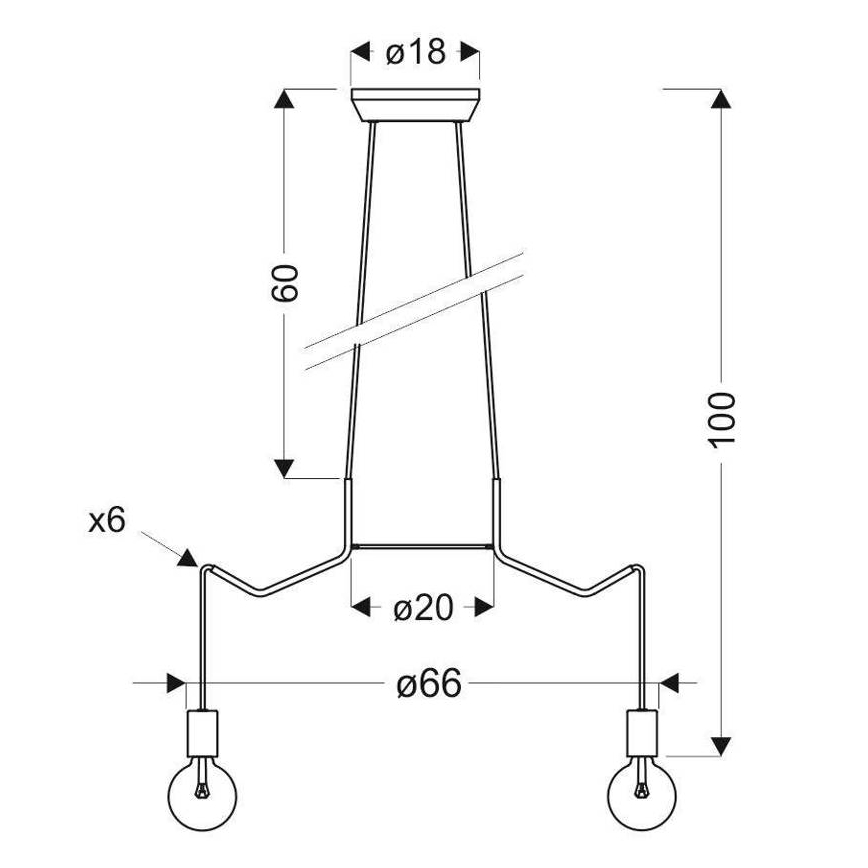 Lustra ar auklu BASSO 6xE27/40W/230V balta