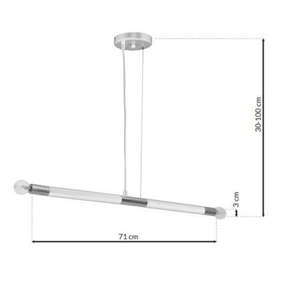 Lustra ar auklu BASTONE WHITE 2xE14/40W/230V balts/spīdīgi hromēts