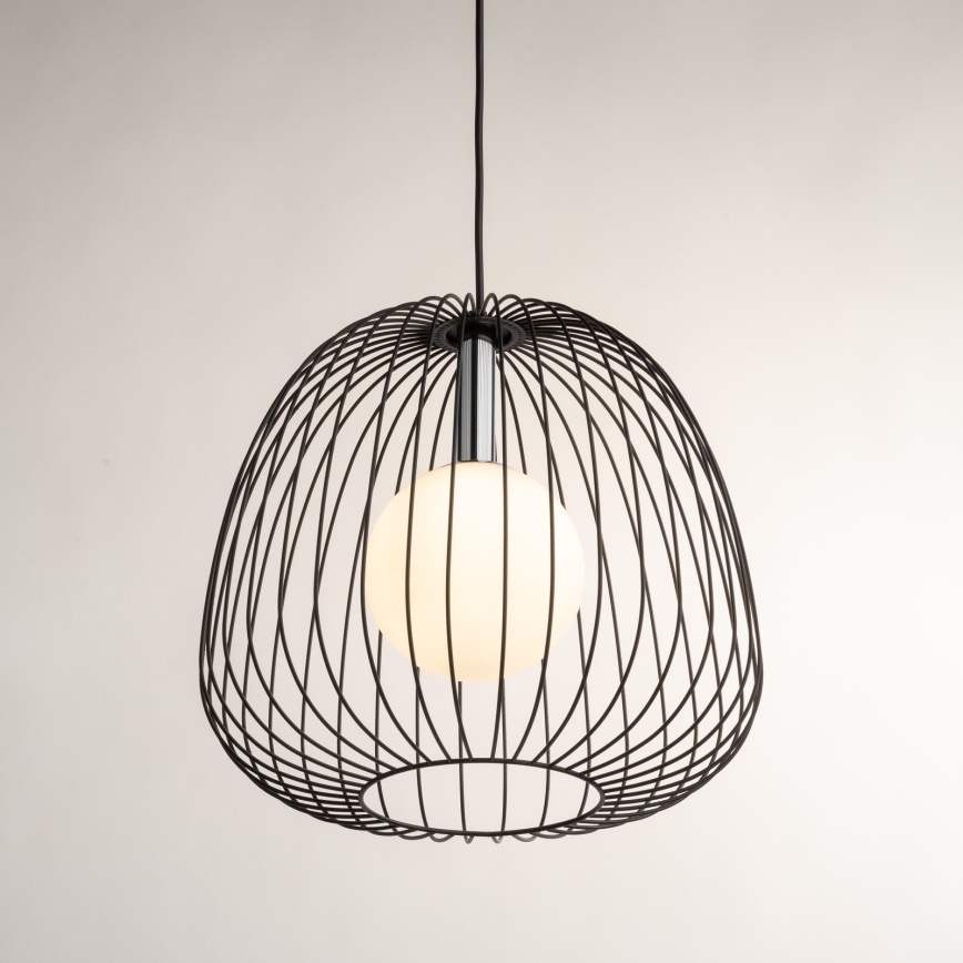 Lustra ar auklu BELL 1xG9/12W/230V d. 33 cm melna/spīdīgi hromēts