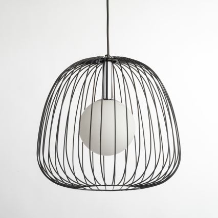 Lustra ar auklu BELL 1xG9/12W/230V d. 33 cm melna/spīdīgi hromēts