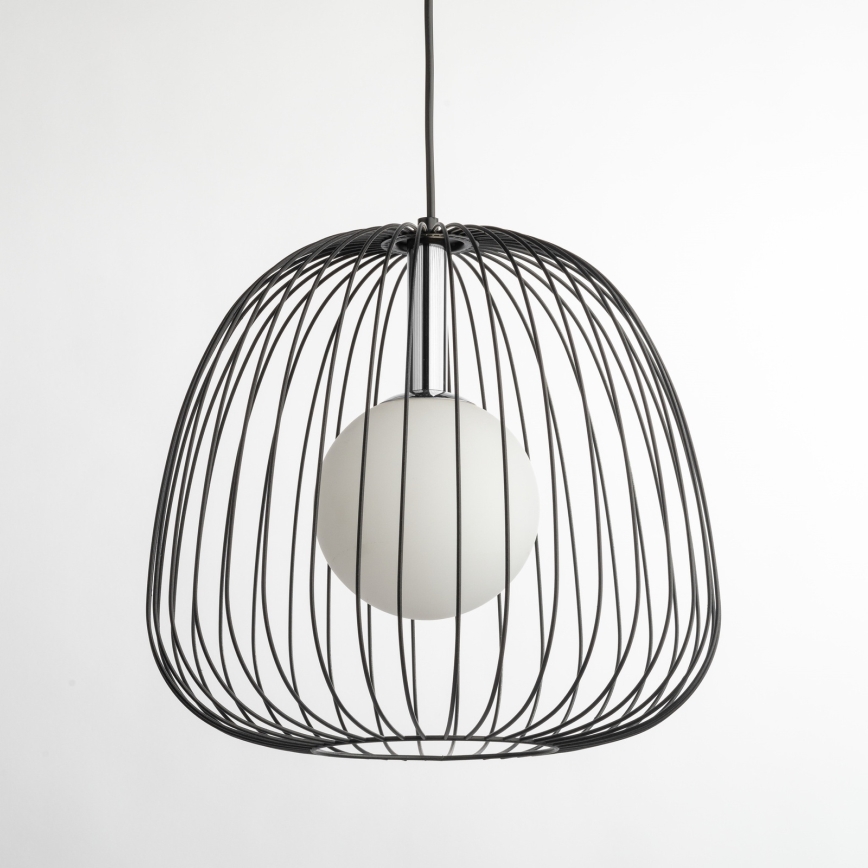 Lustra ar auklu BELL 1xG9/12W/230V d. 33 cm melna/spīdīgi hromēts