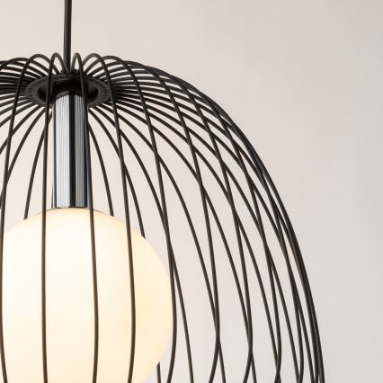 Lustra ar auklu BELL 1xG9/12W/230V d. 33 cm melna/spīdīgi hromēts