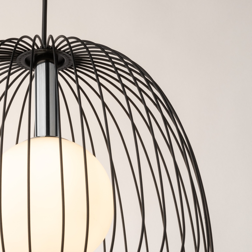 Lustra ar auklu BELL 1xG9/12W/230V d. 33 cm melna/spīdīgi hromēts