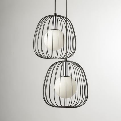 Lustra ar auklu BELL 2xG9/12W/230V melna/spīdīgi hromēts