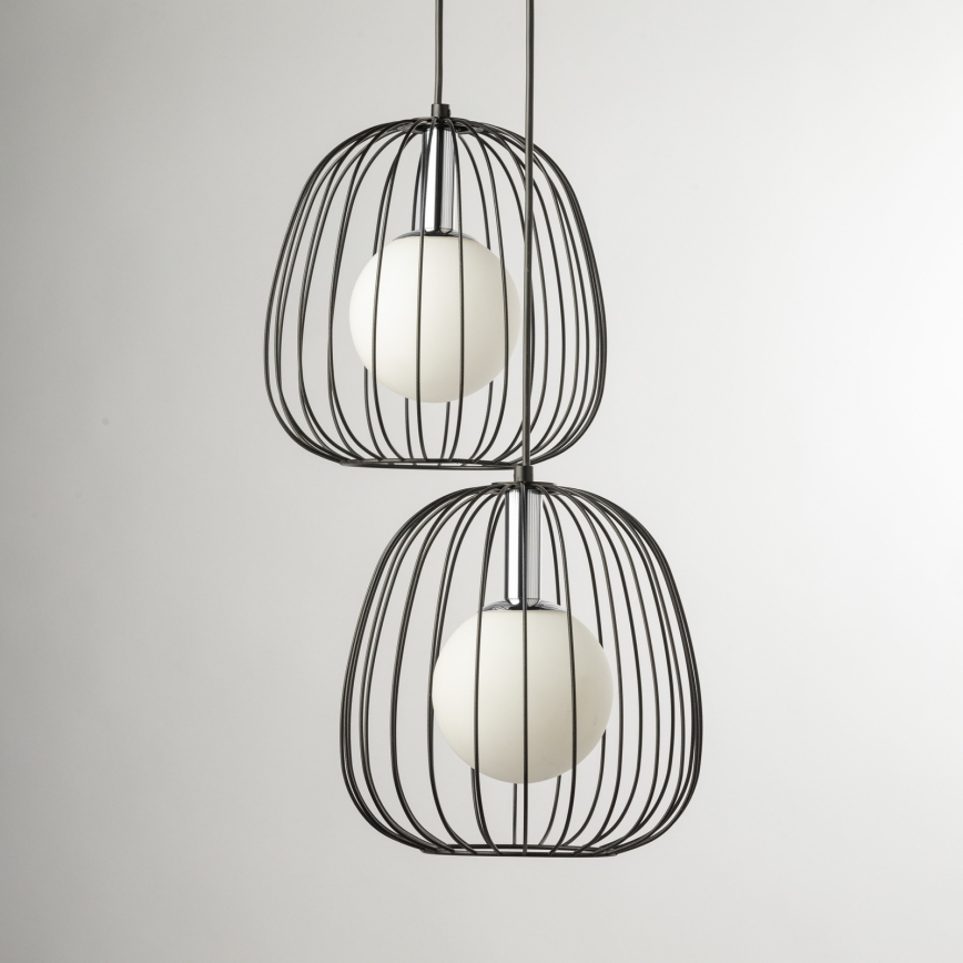 Lustra ar auklu BELL 2xG9/12W/230V melna/spīdīgi hromēts