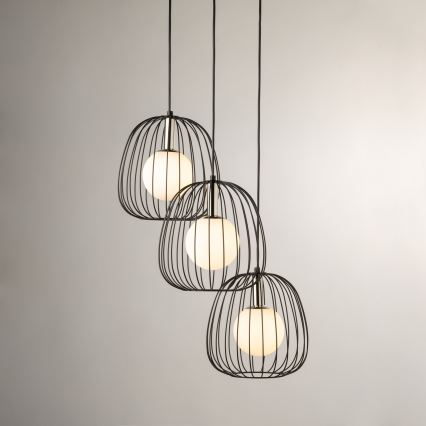 Lustra ar auklu BELL 3xG9/12W/230V melna/spīdīgi hromēts