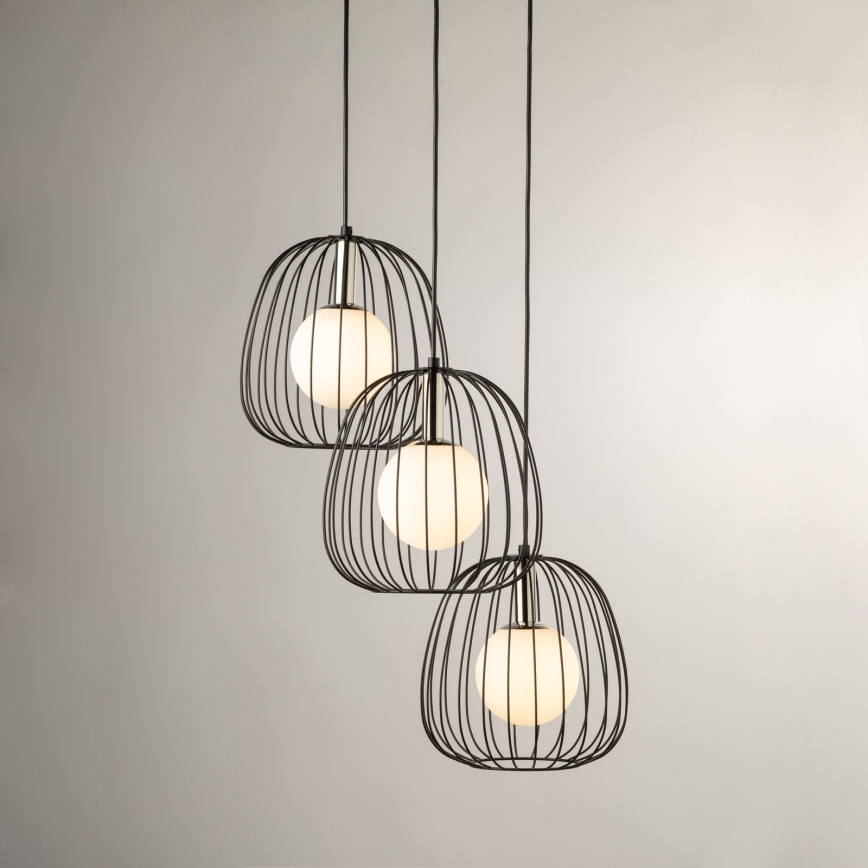 Lustra ar auklu BELL 3xG9/12W/230V melna/spīdīgi hromēts