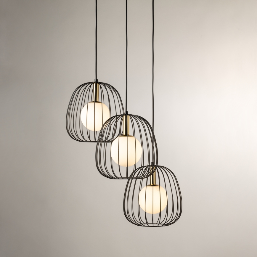 Lustra ar auklu BELL 3xG9/12W/230V melna/zelta