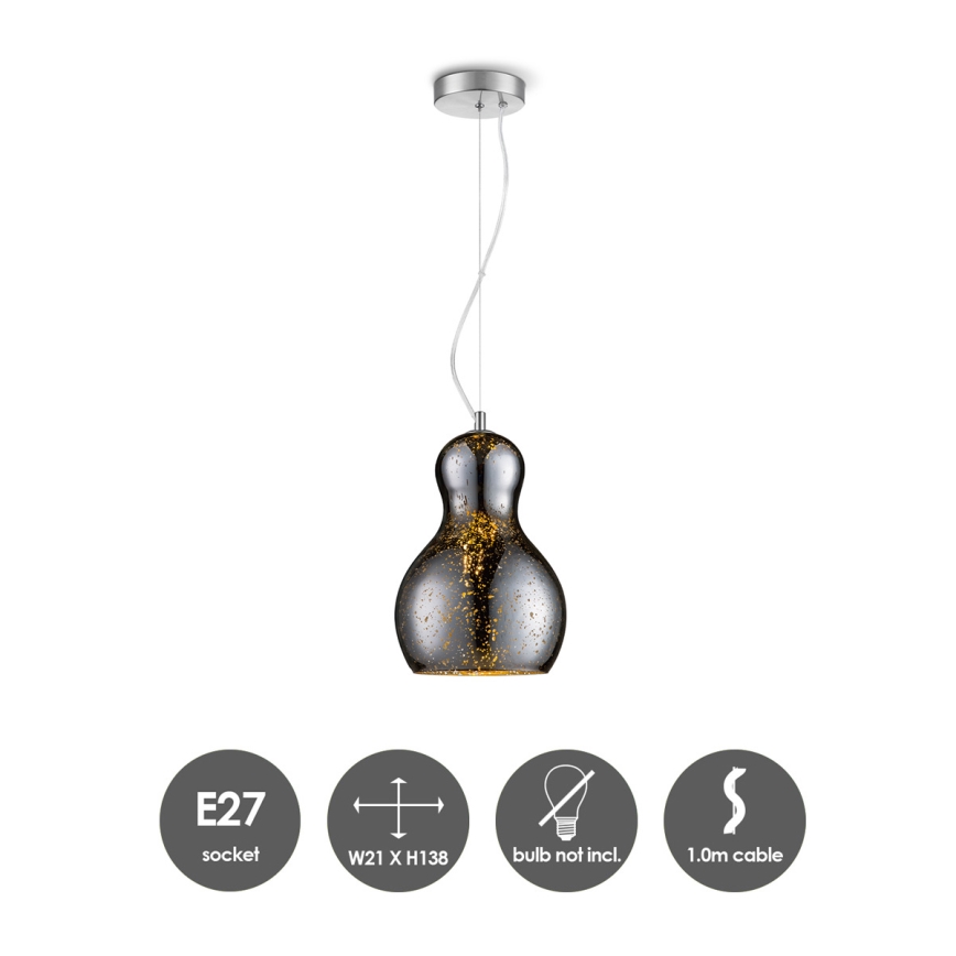 Lustra ar auklu BELLO 1xE27/40W/230V d. 21 cm hroms
