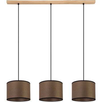 Lustra ar auklu BENITA 3xE27/40W/230V brūna/ozols