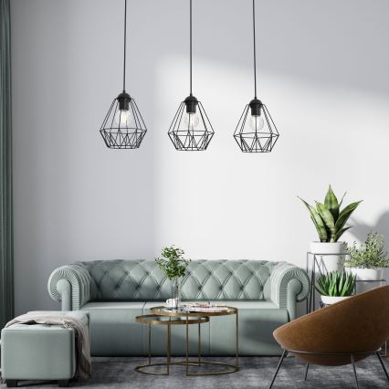 Lustra ar auklu BERGEN 3xE27/60W/230V melna