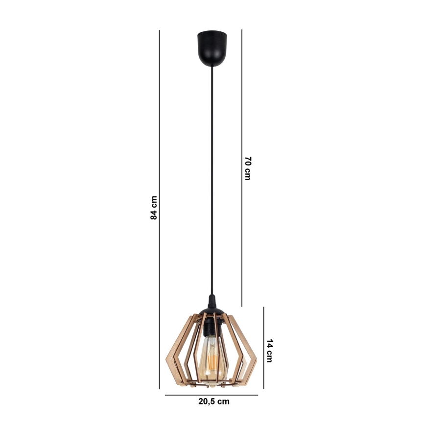 Lustra ar auklu BERGO 1xE27/60W/230V melna