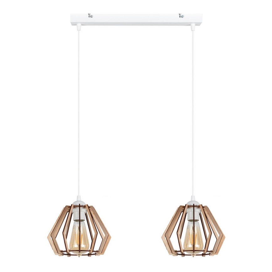 Lustra ar auklu BERGO 2xE27/60W/230V balta