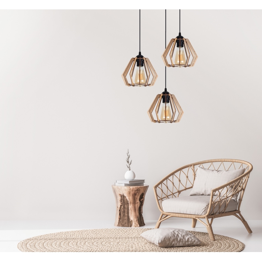 Lustra ar auklu BERGO 3xE27/60W/230V melna
