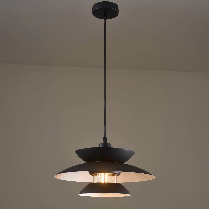 Lustra ar auklu BERIT 1xE27/20W/230V melna