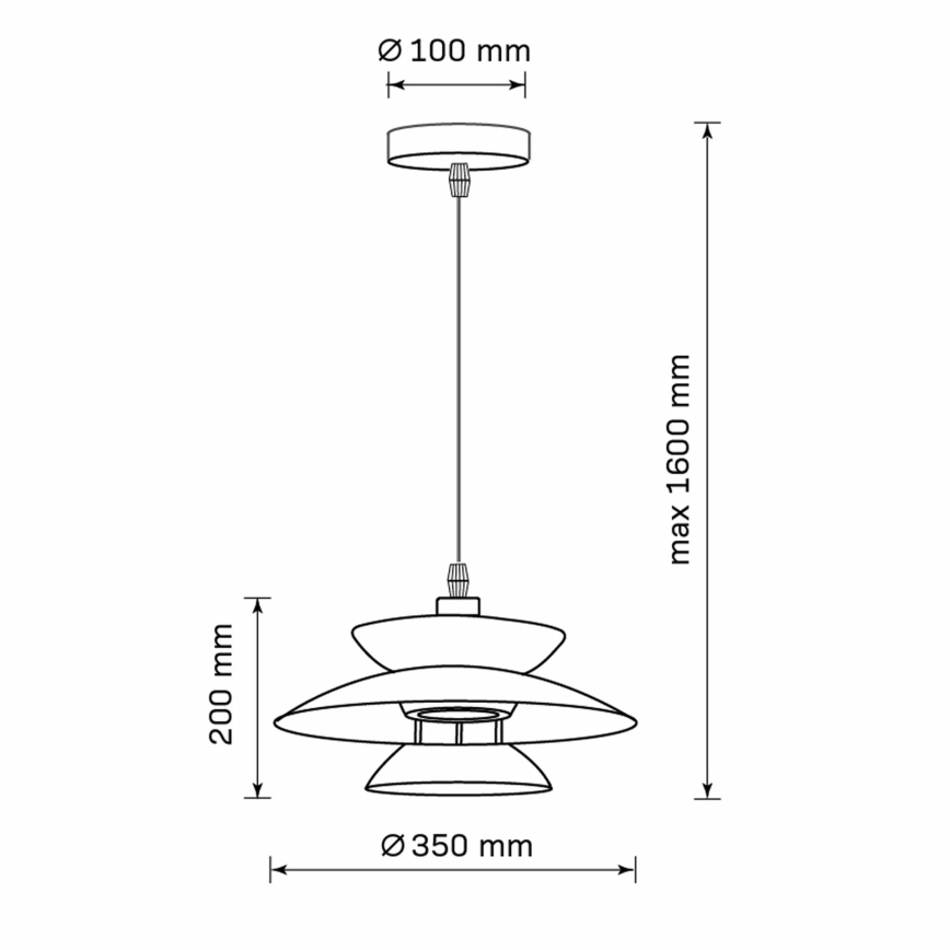 Lustra ar auklu BERIT 1xE27/20W/230V melna