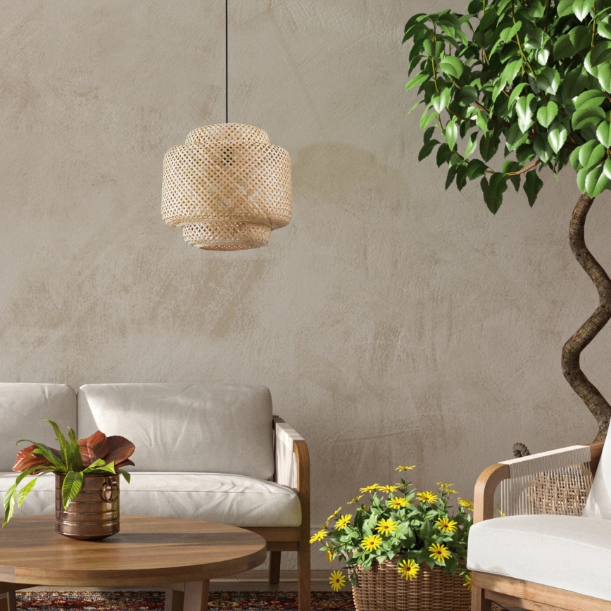 Lustra ar auklu BERTA 1xE27/20W/230V d. 40 cm bambusa
