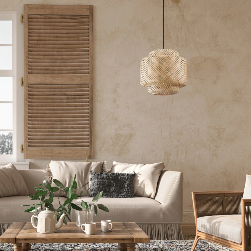 Lustra ar auklu BERTA 1xE27/20W/230V d. 40 cm bambusa