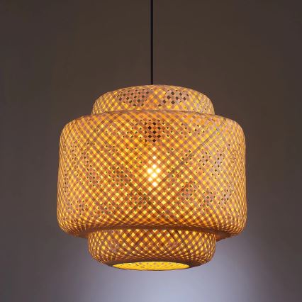 Lustra ar auklu BERTA 1xE27/20W/230V d. 40 cm bambusa