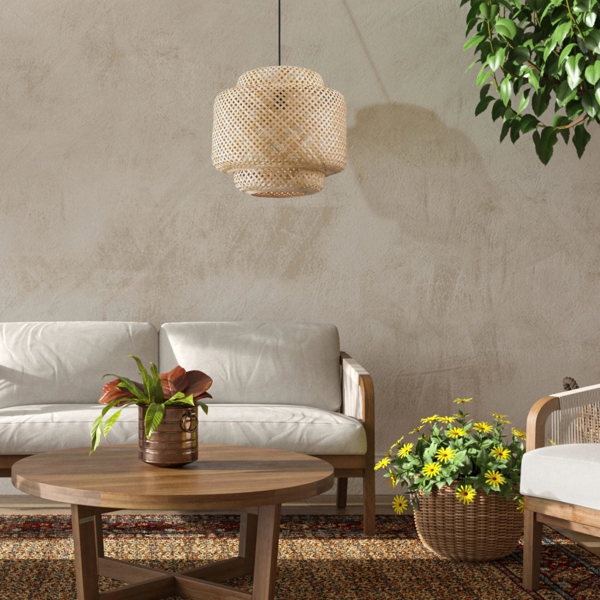 Lustra ar auklu BERTA 1xE27/20W/230V d. 50 cm bambusa