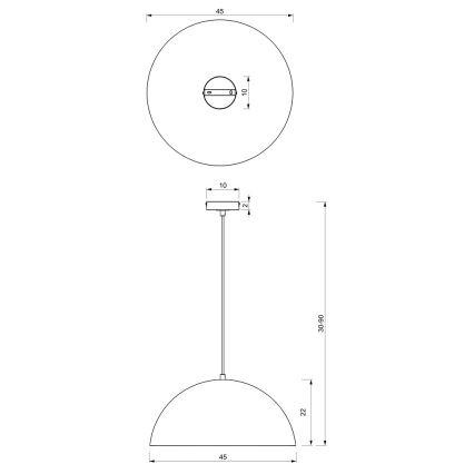 Lustra ar auklu BETA 1xE27/60W/230V d. 45 cm melna