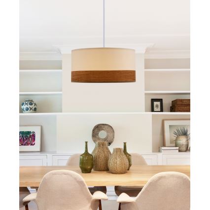 Lustra ar auklu BIANCO 1xE27/40W/230V balta/brūna