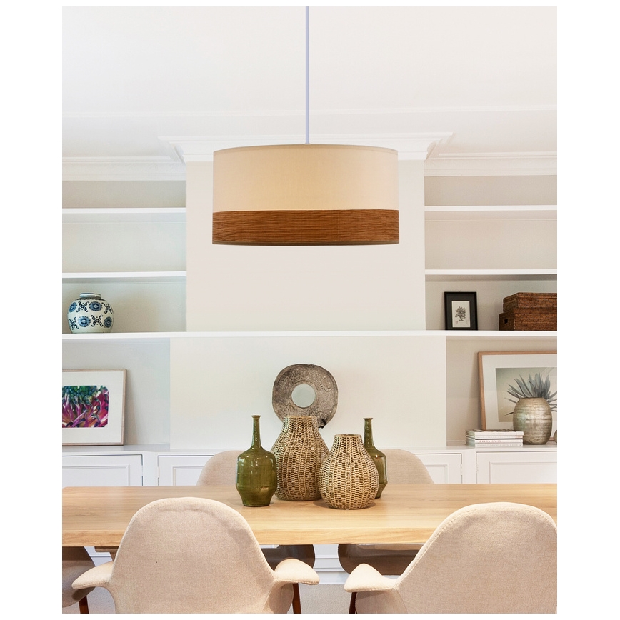 Lustra ar auklu BIANCO 1xE27/40W/230V balta/brūna
