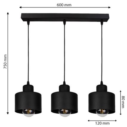 Lustra ar auklu BODO 3xE27/60W/230V