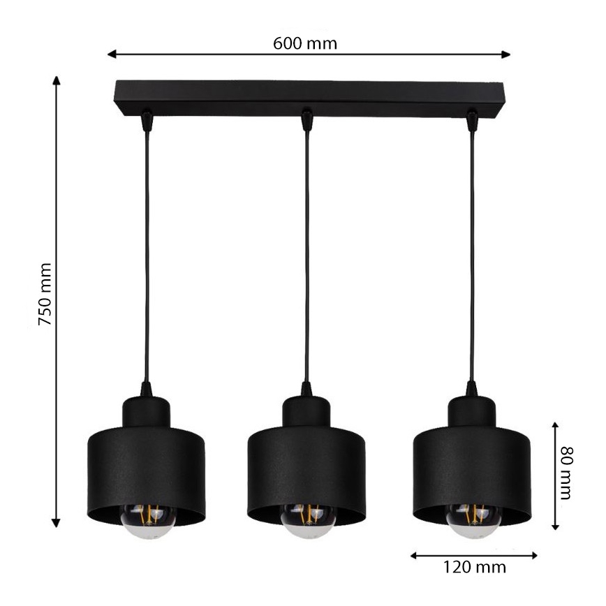 Lustra ar auklu BODO 3xE27/60W/230V