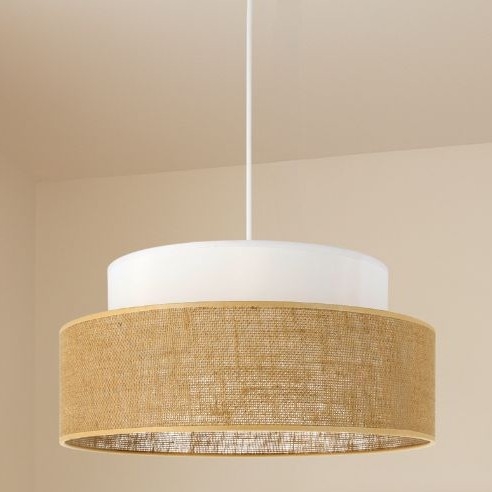 Lustra ar auklu BOHO 1xE27/60W/230V balta/bēša