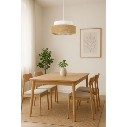 Lustra ar auklu BOHO 1xE27/60W/230V balta/bēša