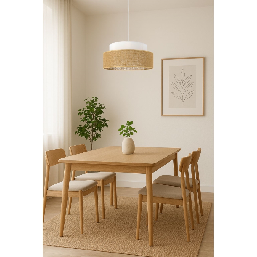 Lustra ar auklu BOHO 1xE27/60W/230V balta/bēša