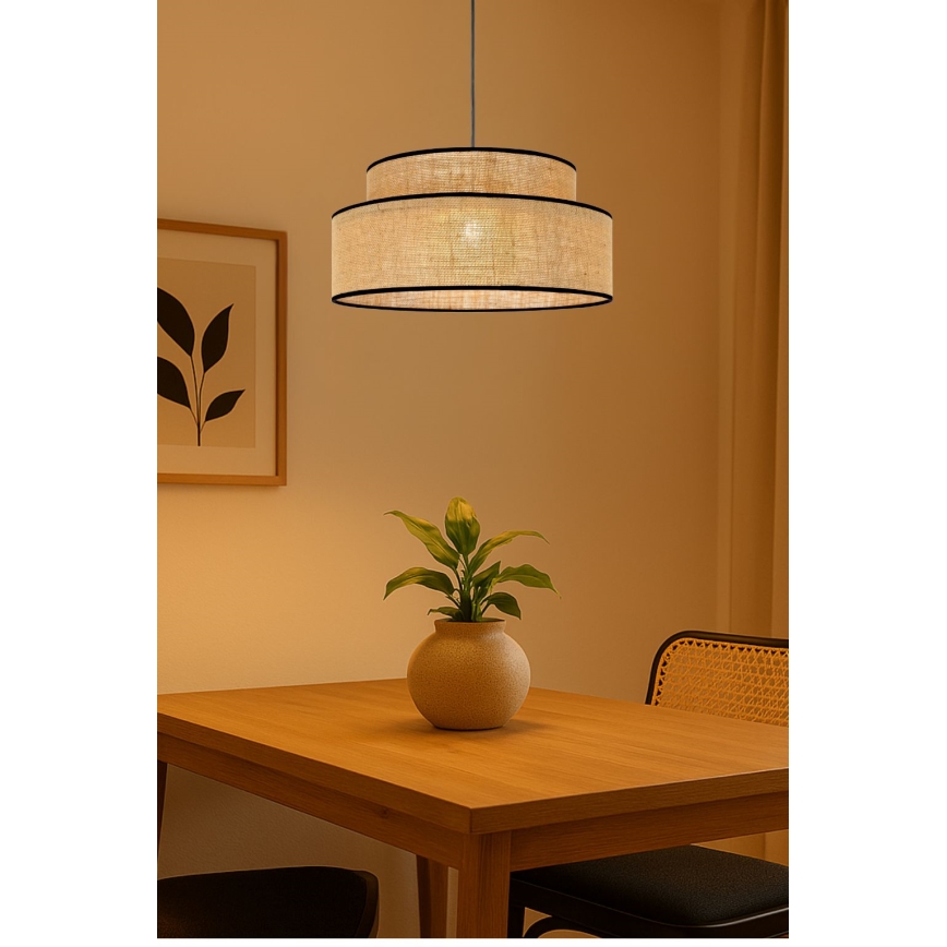 Lustra ar auklu BOHO 1xE27/60W/230V bēša