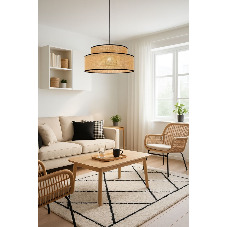Lustra ar auklu BOHO 1xE27/60W/230V bēša