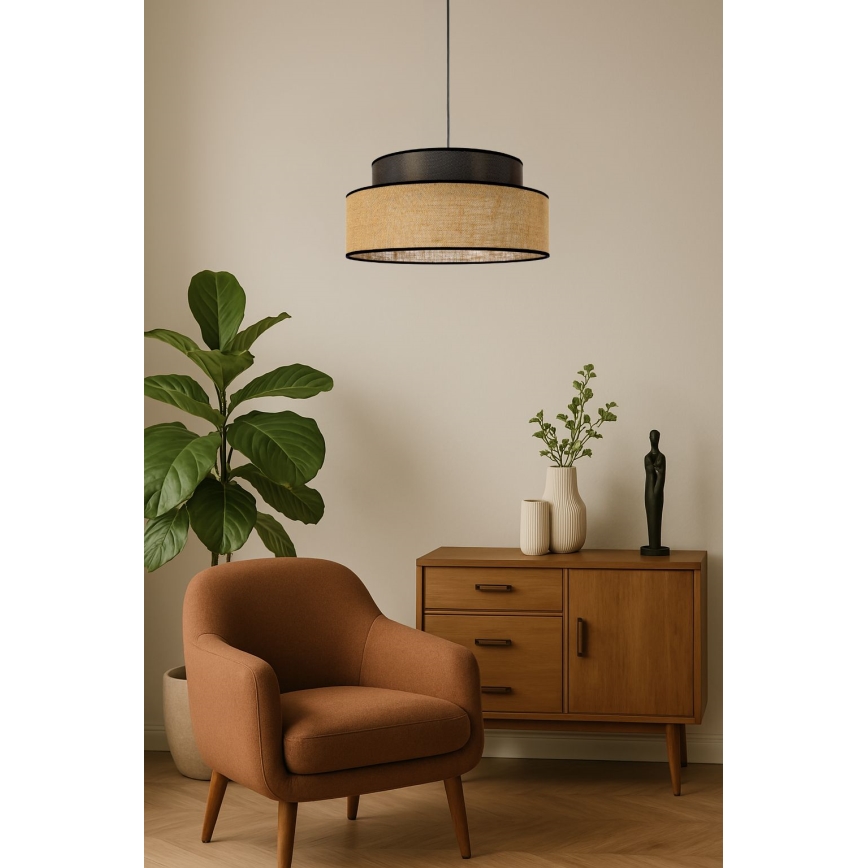 Lustra ar auklu BOHO 1xE27/60W/230V brūna/bēša