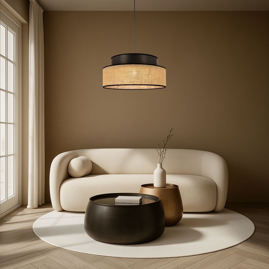 Lustra ar auklu BOHO 1xE27/60W/230V brūna/bēša