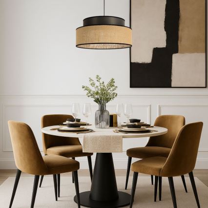 Lustra ar auklu BOHO 1xE27/60W/230V brūna/bēša