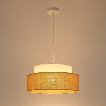 Lustra ar auklu BOHO 1xE27/60W/230V d. 40 cm balta/bēša