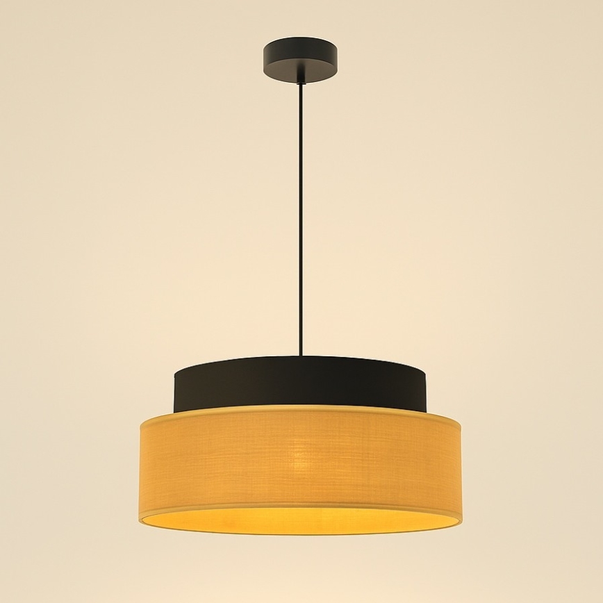 Lustra ar auklu BOHO 1xE27/60W/230V d. 40 cm melna/bēša