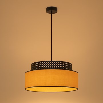 Lustra ar auklu BOHO 1xE27/60W/230V d. 40 cm melna/rotanga