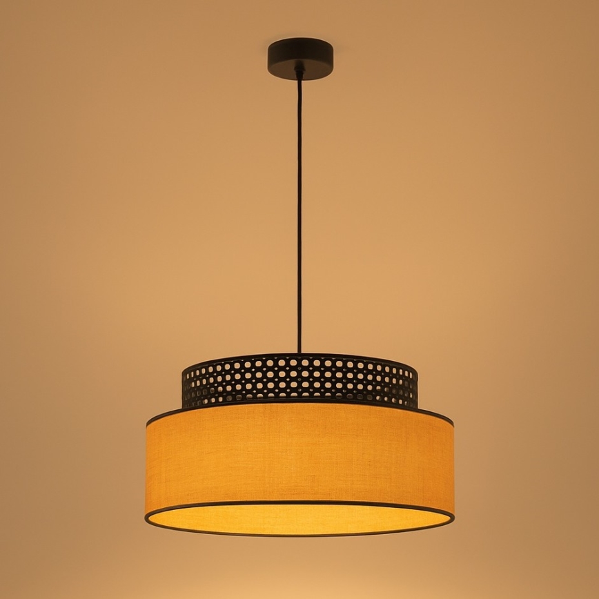 Lustra ar auklu BOHO 1xE27/60W/230V d. 40 cm melna/rotanga