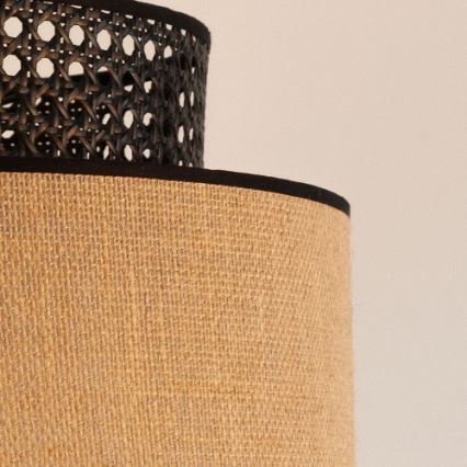 Lustra ar auklu BOHO 1xE27/60W/230V d. 40 cm melna/rotanga