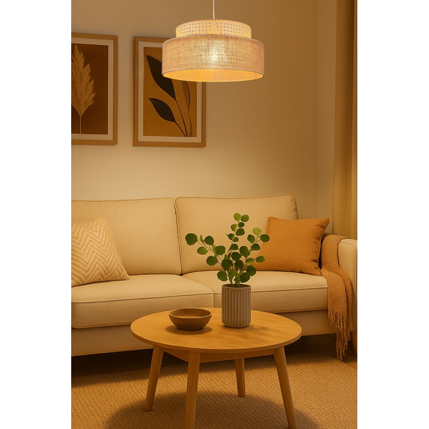 Lustra ar auklu BOHO 1xE27/60W/230V d. 40 cm rotanga